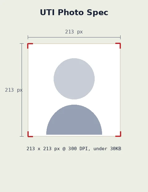 UTI PAN card photo dimensions diagram: 213 by 213 pixels